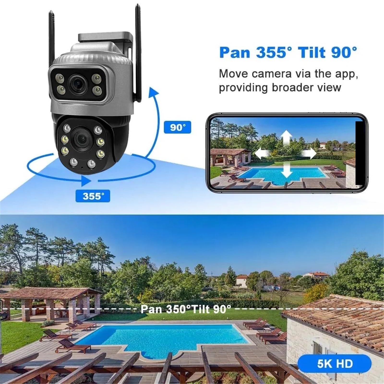 Kamera IP 4G z kartą SIM, podwójny obiektyw, wodoodporny, monitor do monitoringu zewnętrznego, noktowizor, ochrona domu CCTV(Camera 32G Card)
