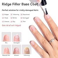 Vista 3 de Nail Ridge Filler - Capa base para fortalecer las uñas, relleno de cresta para uñas irregulares dañadas, fórmula de proteína VE, base lisa