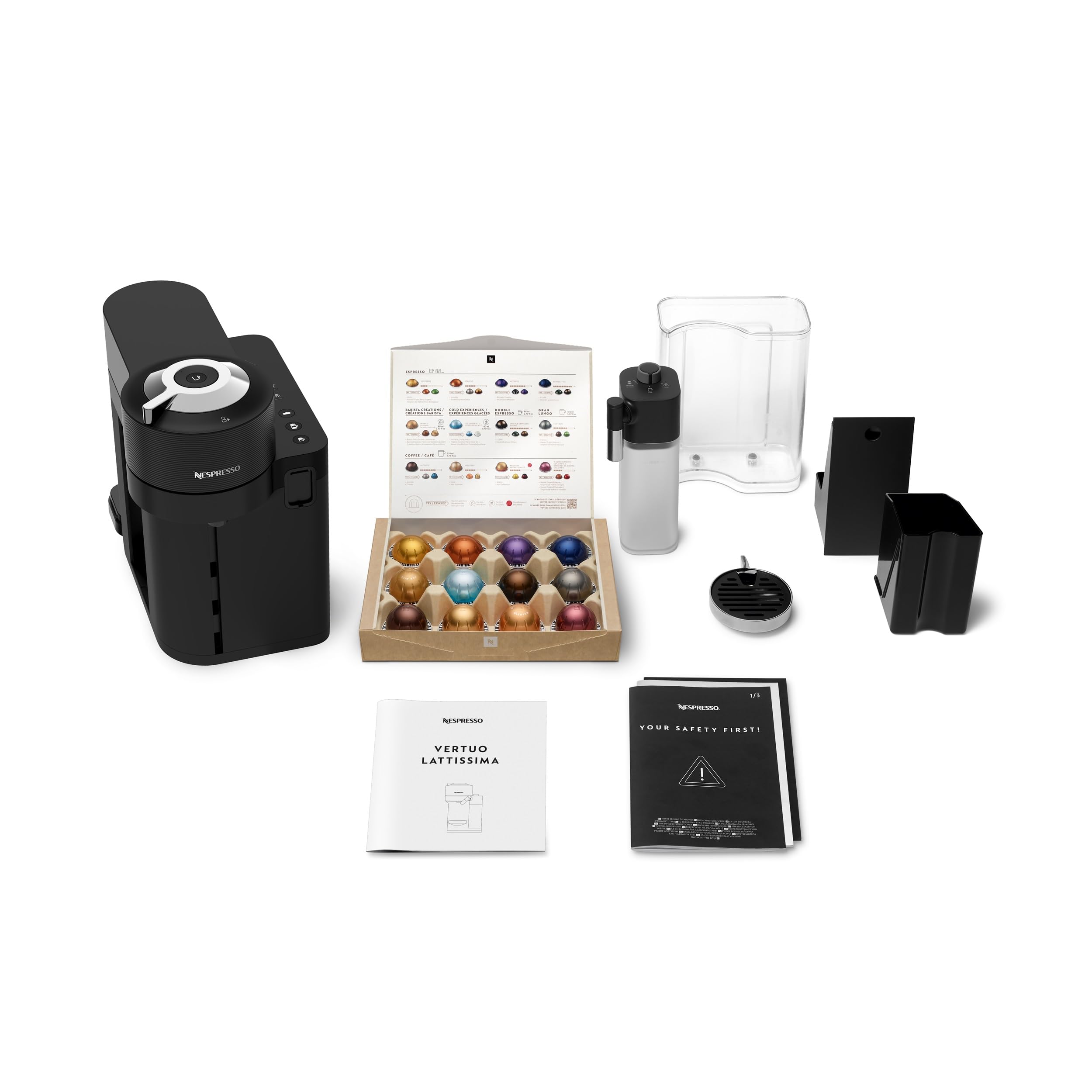 De'Longhi Nespresso Vertuo Lattissima ENV300.B, Máquina de Café Automática con Espumador de Leche Automático, Cafetera de Cápsulas Individual, 5 Tamaños de Taza, 1500W, Negro Mate y Brillante | Cafetera con sistema de leche integrado, 5 tamaños de taza, c