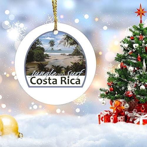 Miniatura 5 de Adornos navideños de Costa Rica, selva y surf, paisaje de playa, adorno de cerámica, decoración del hogar, colgantes colgantes, adorno de Navidad,