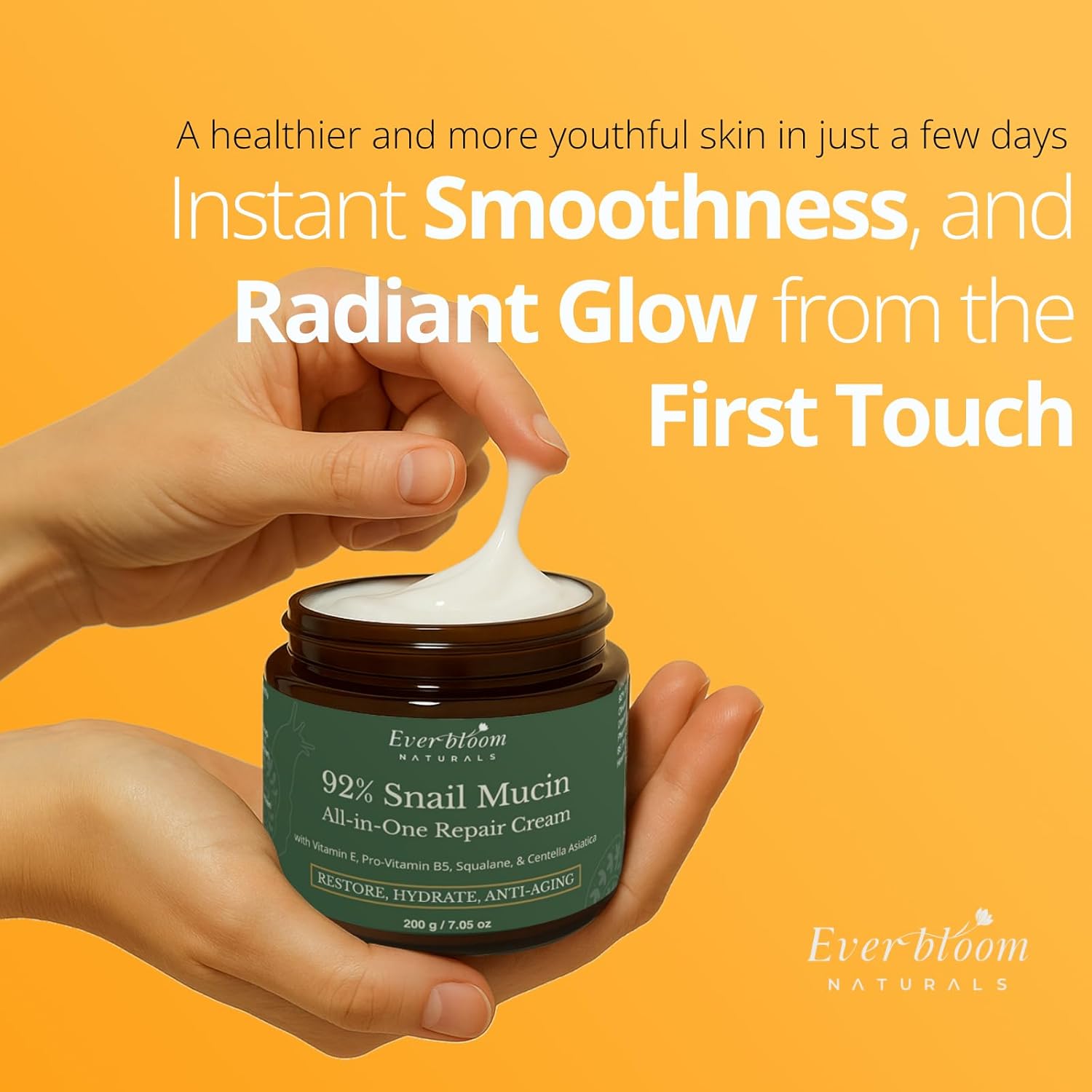 92% Snail Mucin Face Moisturizer Cream Large 7oz with CICA, Squalane & Vitamin E, Hydrating Korean Skin Care, Repair Cream for Soft and Glowy Skin, Acne Skin Care, Centella Asiatica - Image 4