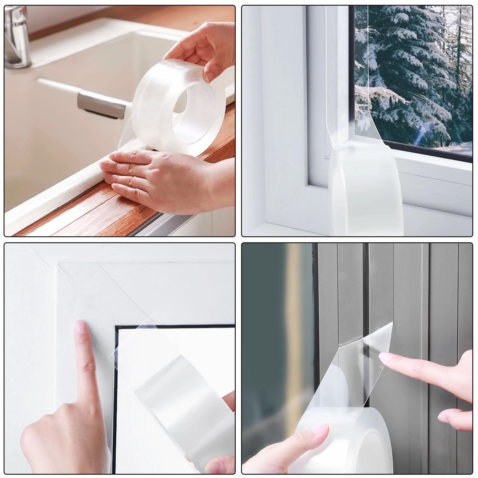 Nastro sigillante autoadesivo trasparente, 5 cm x 10 m, impermeabile e antivento, per finestre e porte