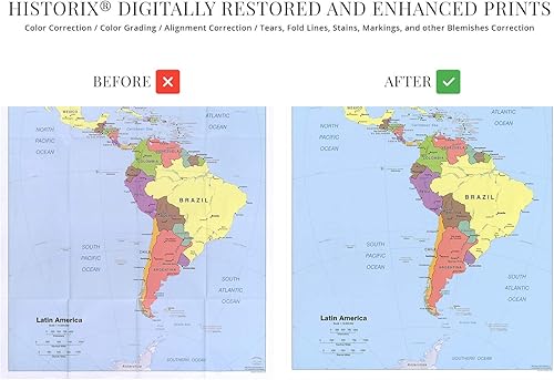 Miniatura 3 de HISTORIX Mapa de América Latina 2006 Mapa de pared de 24 x 30 pulgadas de América Central y del Sur Decoración ideal para el hogar u oficina