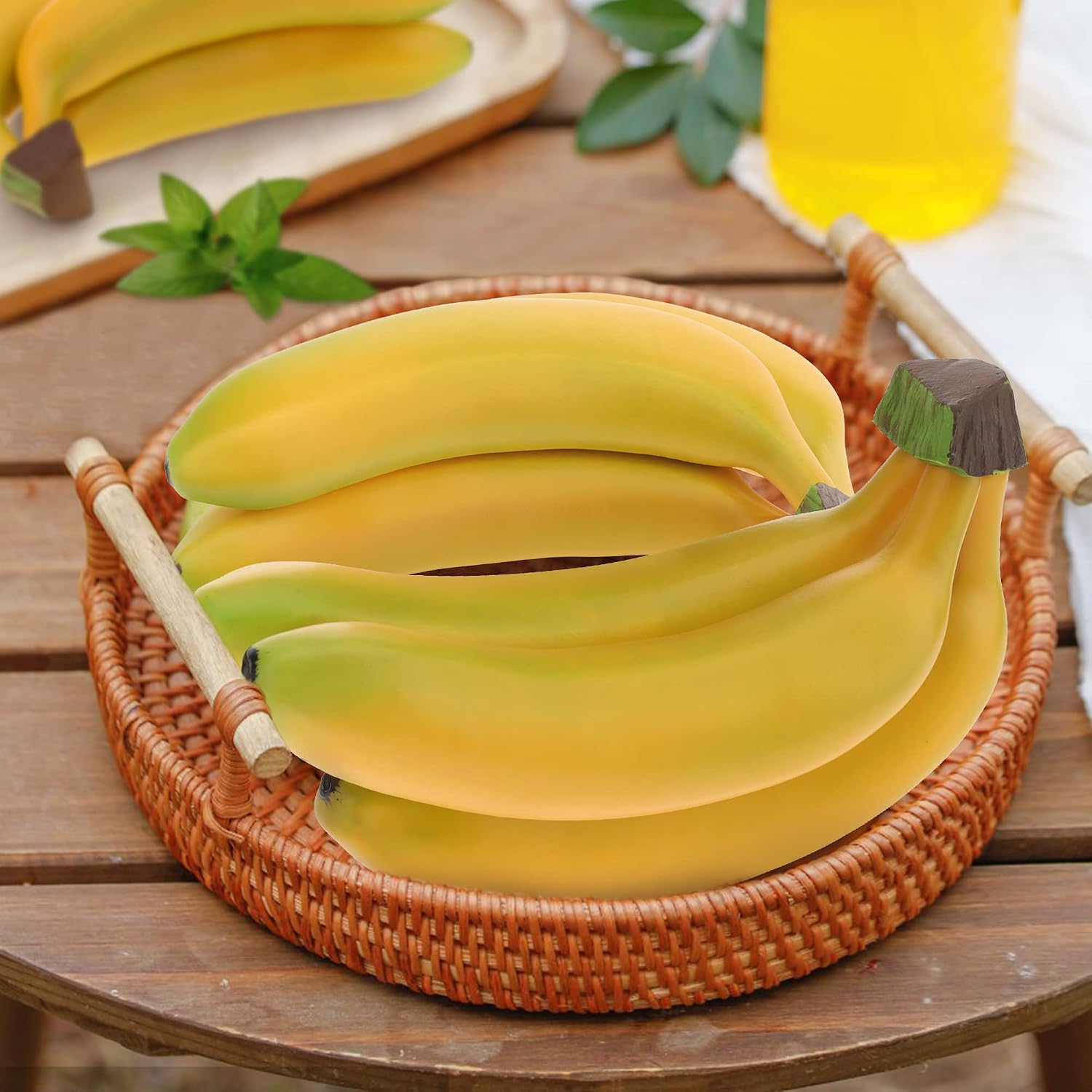 Woration Realistic Lifelike Artificial Banana Bunch Simulation Fruit Decorative Fake Food Model Display Photography Props Kitchen Wedding Home Party Decor - 3 Heads