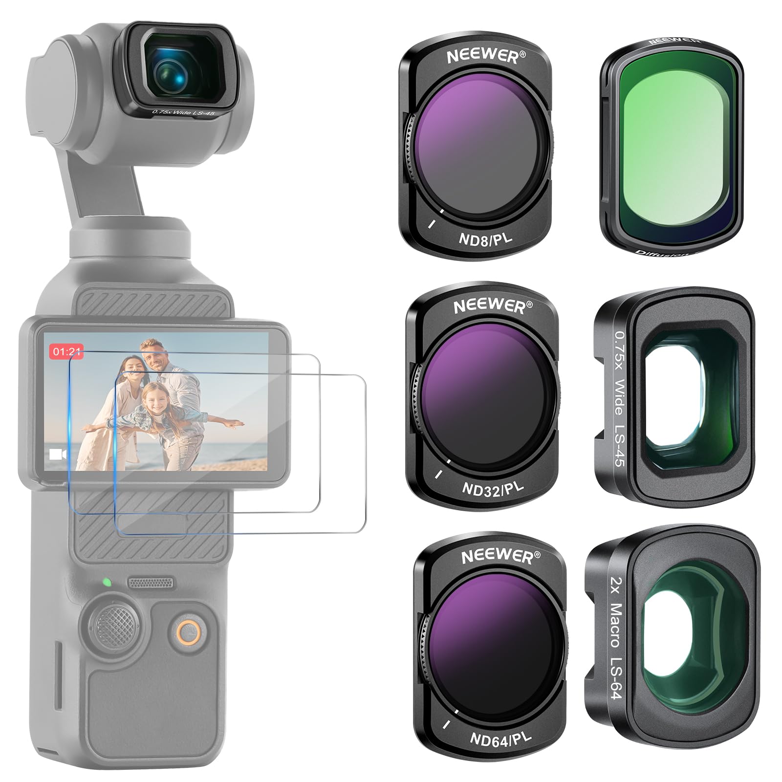 Neewer Polarized ND Filter Set (4 Pack) ND8/PL ND32/PL ND64/PL CPL