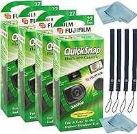 Vista 1 de Cámara desechable Fujifilm QuickSnap Flash 400 de 35mm • Paquete de 4 • 4 correas para la mano • 2 paños de microfibra BluebirdSales, verde, 7033661