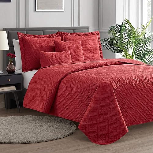 Miniatura 2 de Clara Clark Juego de colcha tamaño individual  Juego de colcha para todas las estaciones, juego de ropa de cama individual ligero de tejido Pinsonic