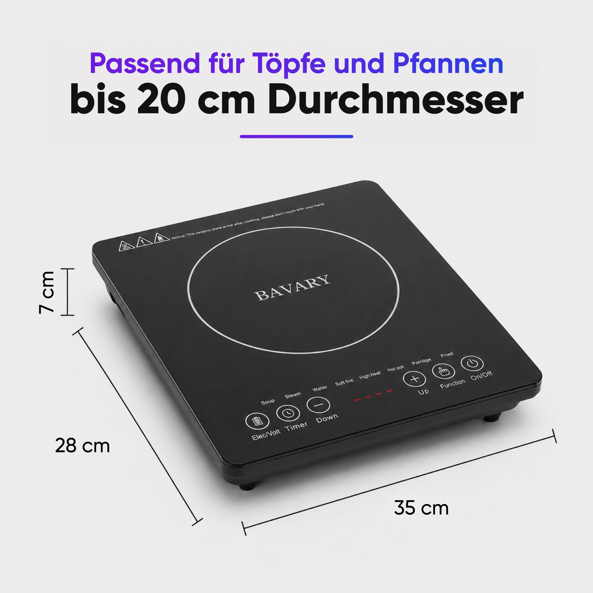 Płyta indukcyjna 1800 W – przenośna płyta indukcyjna z 8 programami gotowania, 4-cyfrowy wyświetlacz LED, obsługa dotykowa, mobilna kuchenka indukcyjna 220-240 V (1 płyta grzewcza)