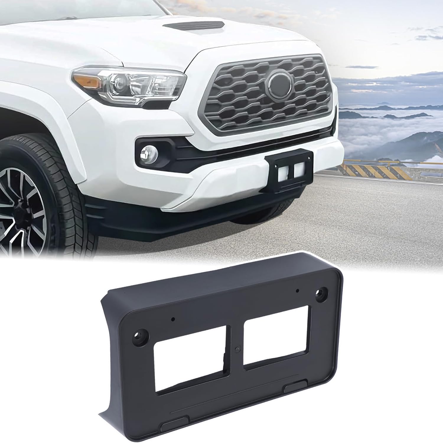 Car Front License Plate Frame Bracket Compatible with Toyota Tacoma 2016-2023 Front License Plate Tag Holder Mounting Mount Adapter Bumper Bracket Frame Trim Cover Tag Holder Replacement Accessories