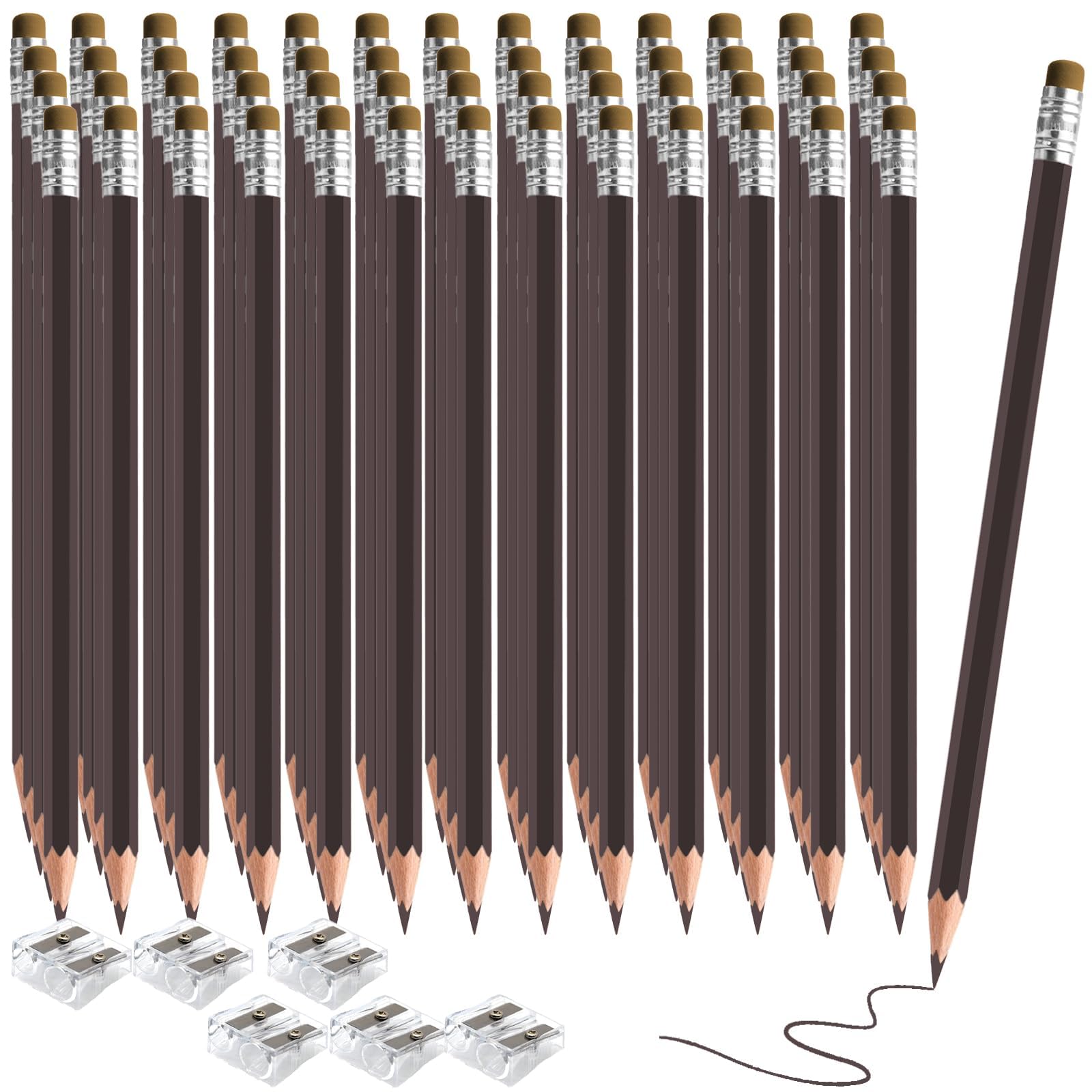 120 PCS Brown Colored Pencils with Eraser Pre Sharpened Pencil 2 HB - Ideal for Checking,…