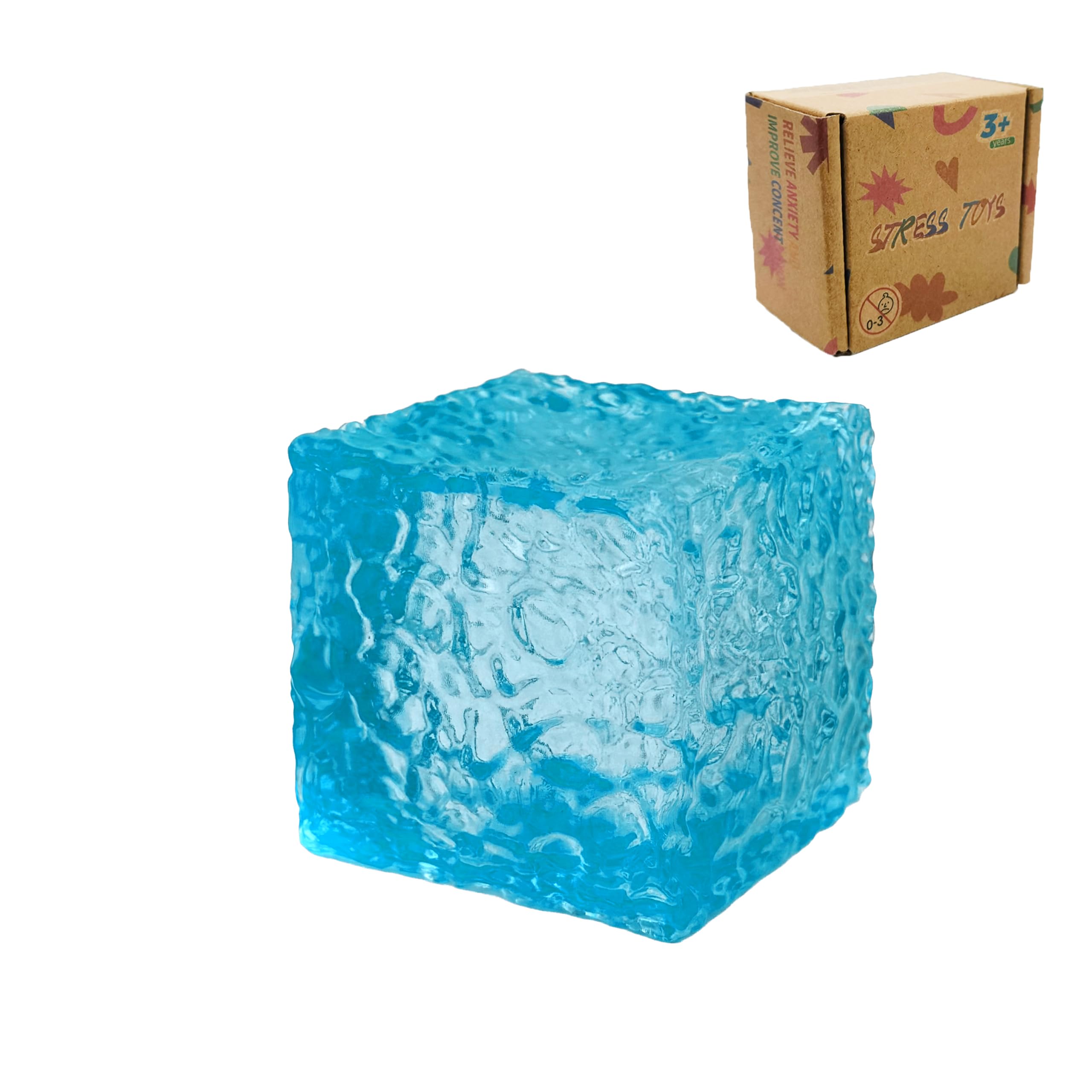 Fumzazyllo Ice Cube Squeeze Toy, 5cm Squishy Fidget Cube Sensory Toy