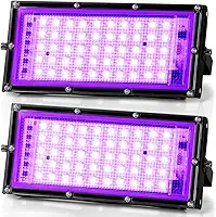 Luz Negra, Kit 2 Luz Negra Refletor Profissional, Lúz Nègra Uv Led, Refletor Led 50W, Lúz Nègra para Festa Neon, Lâmpada Léd Uv, Lampada Léd 50W, Lúz Uv