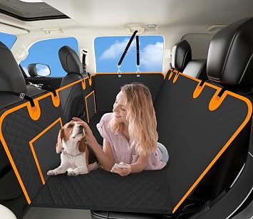 Instraella Back Seat Extender for Dogs, Dog Car Seat Cover for Back Seat with Waterproof Hard Bottom for Car SUV, Dog Hammock Travel Bed to Protect Your Car Backseat for Truck/Large SUV-Black