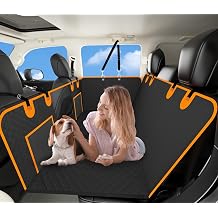 Instraella Back Seat Extender for Dogs, Dog Car Seat Cover for Back Seat with Waterproof Hard Bottom for Car SUV, Dog Hammock Travel Bed to Protect Your Car Backseat for Truck/Large SUV-Black