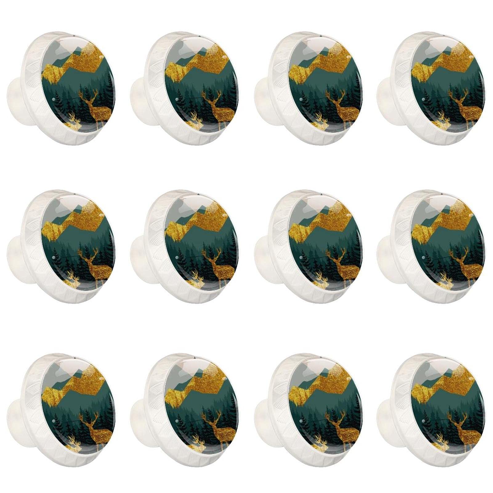 Boutons décoratifs ronds motif cerf doré poignée de placard de cuisine haut de gamme