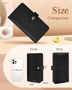 Bistup 46 Slots Credit Card Holder Wallet for Women, Black Bee