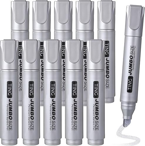 Miniatura 10 de Fuutreo Paquete de 10 marcadores permanentes jumbo a granel con punta de cincel grande, marcadores permanentes de secado rápido, impermeables, Rojo