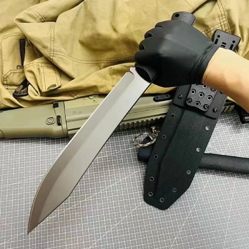 Generico TEERMA JN7 Coltello da caccia, coltello da campeggio - coltello di sopravvivenza a lama fissa forgiata in un pezzo, Per la caccia, la pesca, le avventure di sopravvivenza