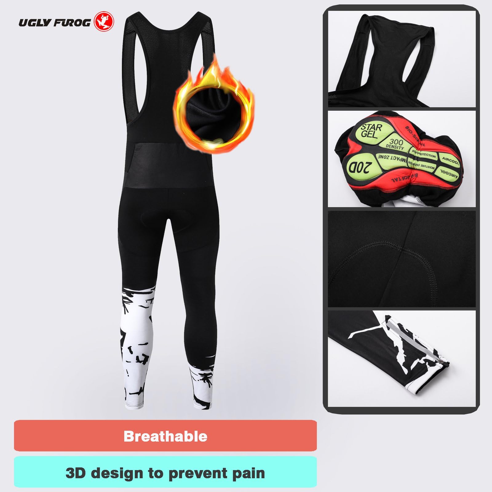 UGLY FROG Maillot Ciclismo Hombre Invierno Manga Larga Conjunto + Pantalones Bicicleta Ropa Set Térmico Transpiración Deportes al Aire Libre