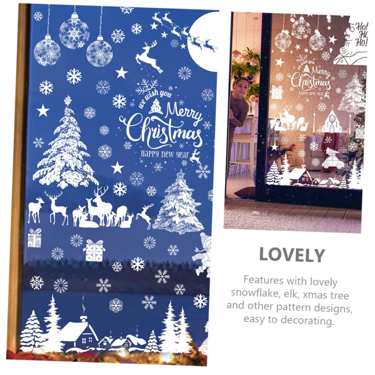 PRETYZOOM 45 Blatt Weihnachtsaufkleber Schneeflocke Wandtattoo abnehmbare Wandaufkleber weihnachtsdeko Weihnachtssticker Wasserfeste Aufkleber Dekoration für Weihnachtsfeiern Fenster Zubehör