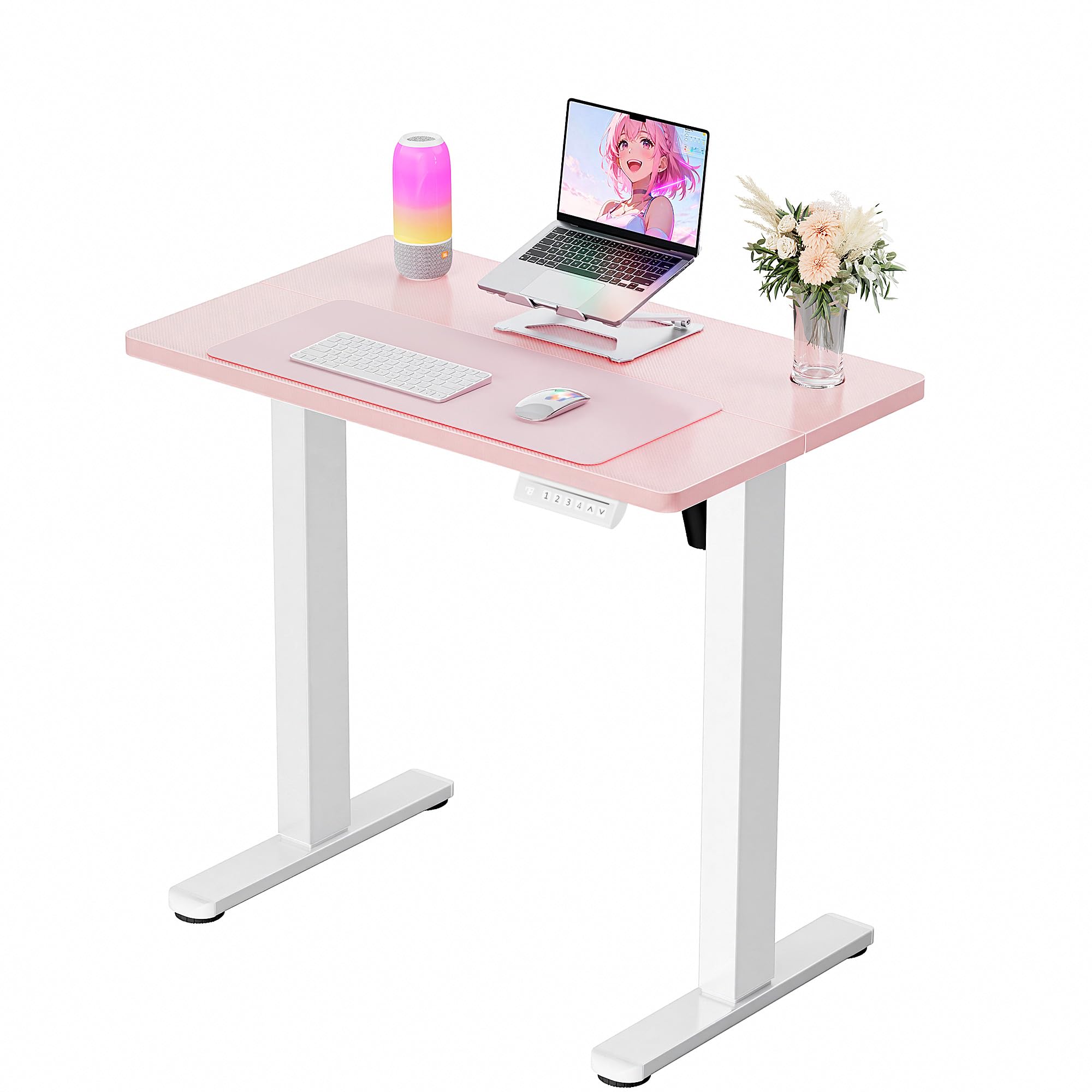 ErGear Height Adjustable Electric Standing Desk, 32 x 19 Inches Sit Stand up Desk, Memory Computer Home Office Desk, Pink