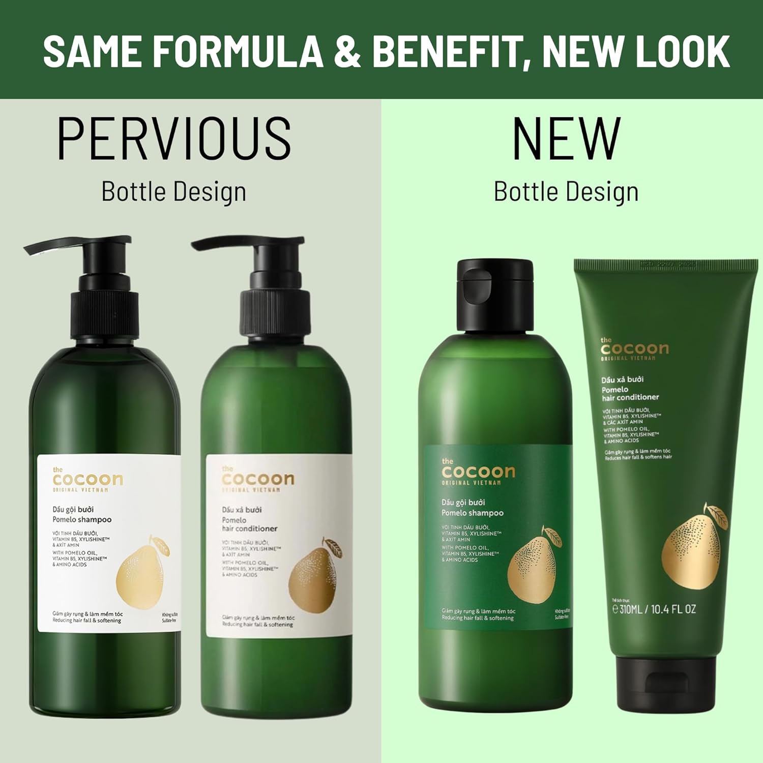 Cocoon Pomelo Shampoo & Conditioner Bundle - Anti Hair Loss, Natural, Sulfate free | For Thinning, Damaged, Color Treated Hair | Reduce Fall & Soften Strands (10.5 fl oz each)