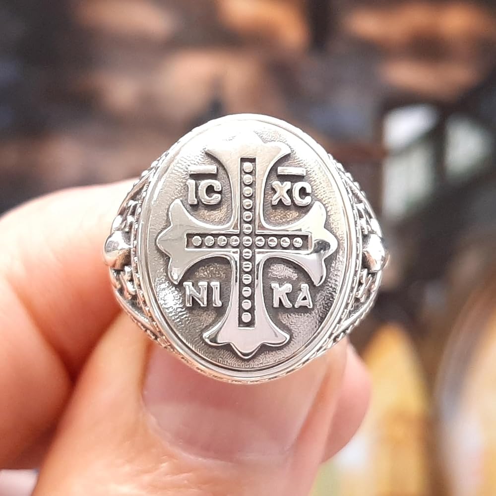 Amazon.com: VARTOVAR JEWELRY IC XC NIKA Cross Oval Signet Ring for