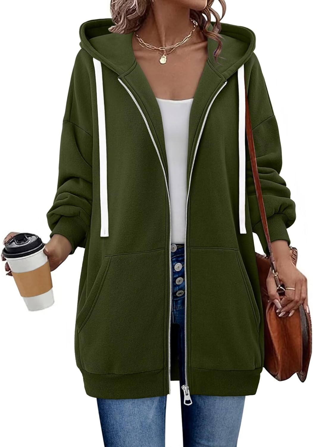 StunShow Womens Zip Up Hoodies Y2k Drawstring Sweatshirt Casual 2025 Fleece Jacket with Pocket