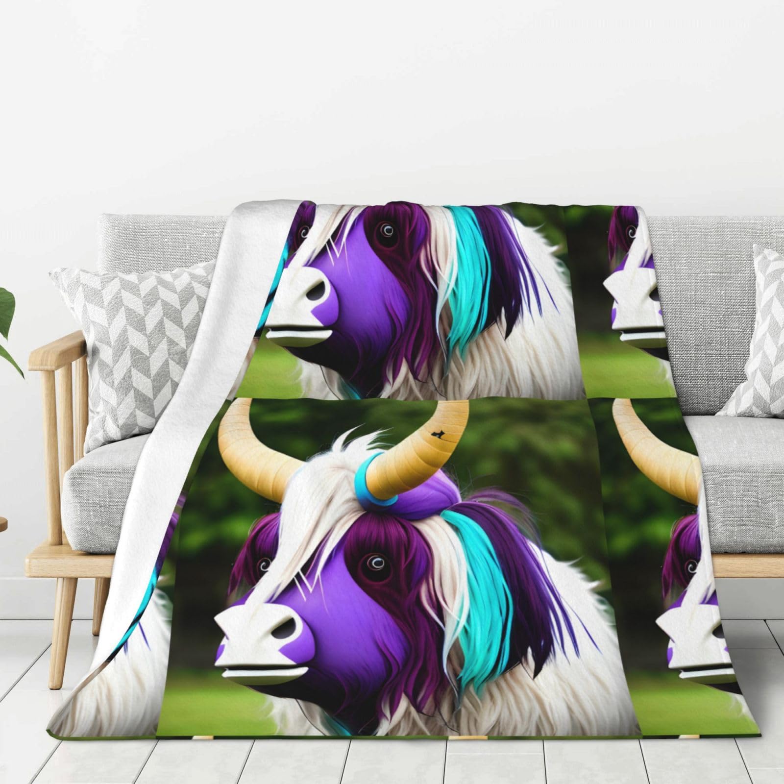 Couverture flanelle vache 203x152 cm de qualité supérieure, douce et durable