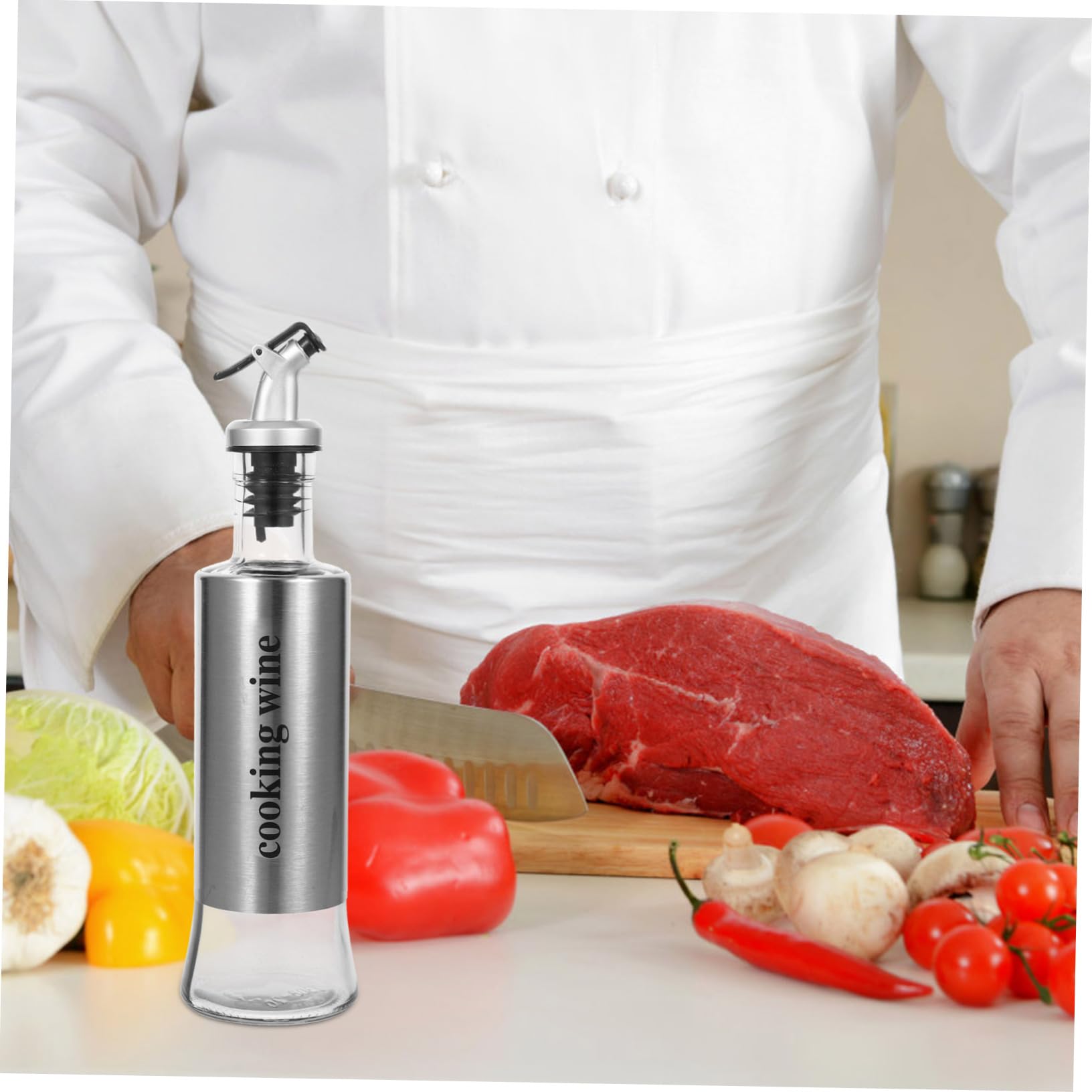 Dispensadoras de Aceite y Vinagre de 300ml Juego de 4 Botellas Diseño Antigoteo en Vidrio y Acero Inoxidable para Cocinas y Restaurantes