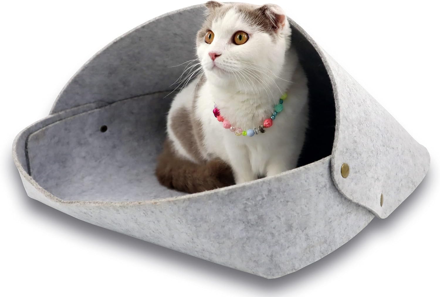 Cat Bed House Indoor Felt Cat Cave Nest for Kitten Puppy Small Dog (Lazy Gray)