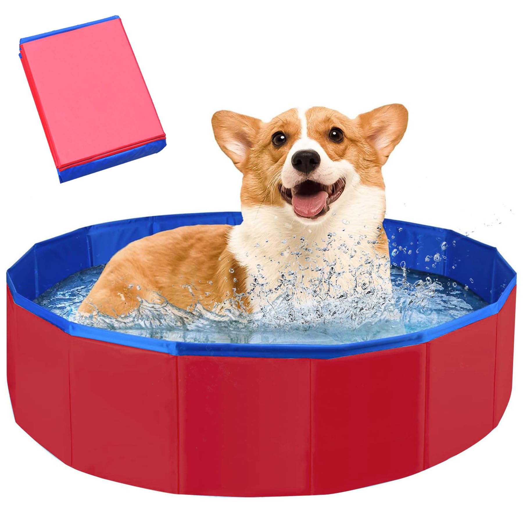 Katzen Pool,Faltbarer Hundepool,Hundepool Schwimmbad | Mini Pool für Katzen Hunde,Minipool Hund für Sommer,Verdickt PVC,Tragbare,für Kleine Hunde Katze,50x8cm