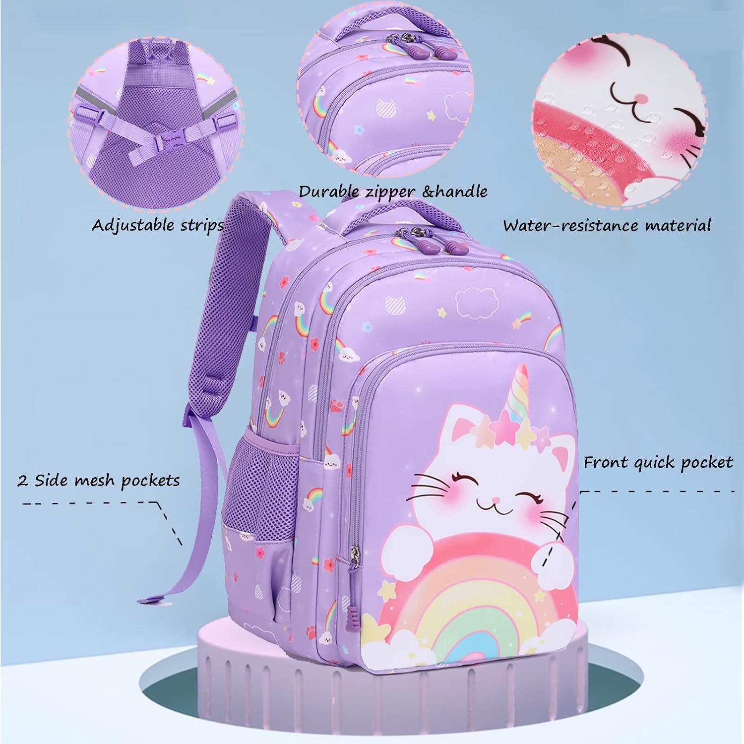 Girls' Elementary School Backpack with Lunch Box - Back to School Bag Bookbag - Image 3