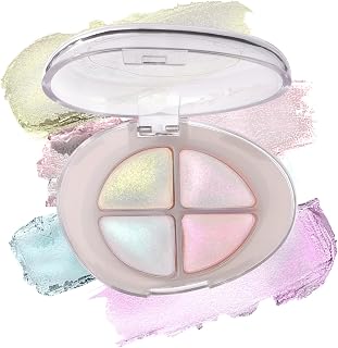 Prreal Glitter Eyeshadow Palette, 4 Colours, Chameleon Highlighter, Eyeshadow, Iridescent, Highly Pigmented Metallic Eyeshadow Palettes, Waterproof, G01
