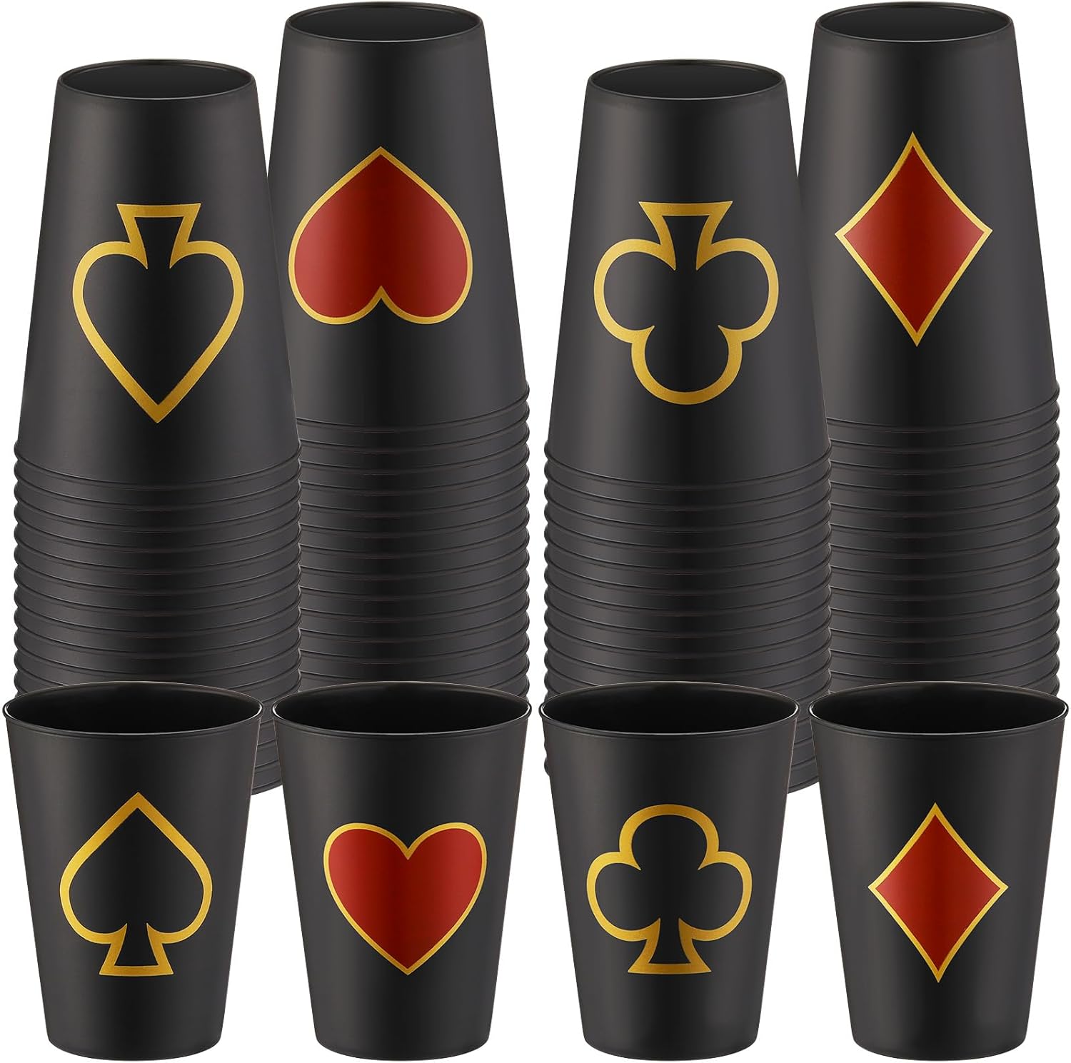 Hoolerry 72 Pcs Casino Party Plastic Cup 9 oz Casino Theme Party Decorations Poker Las Vegas Tumbler Shot Cup Plastic Game Night Themed Favors Set for Birthday Wedding