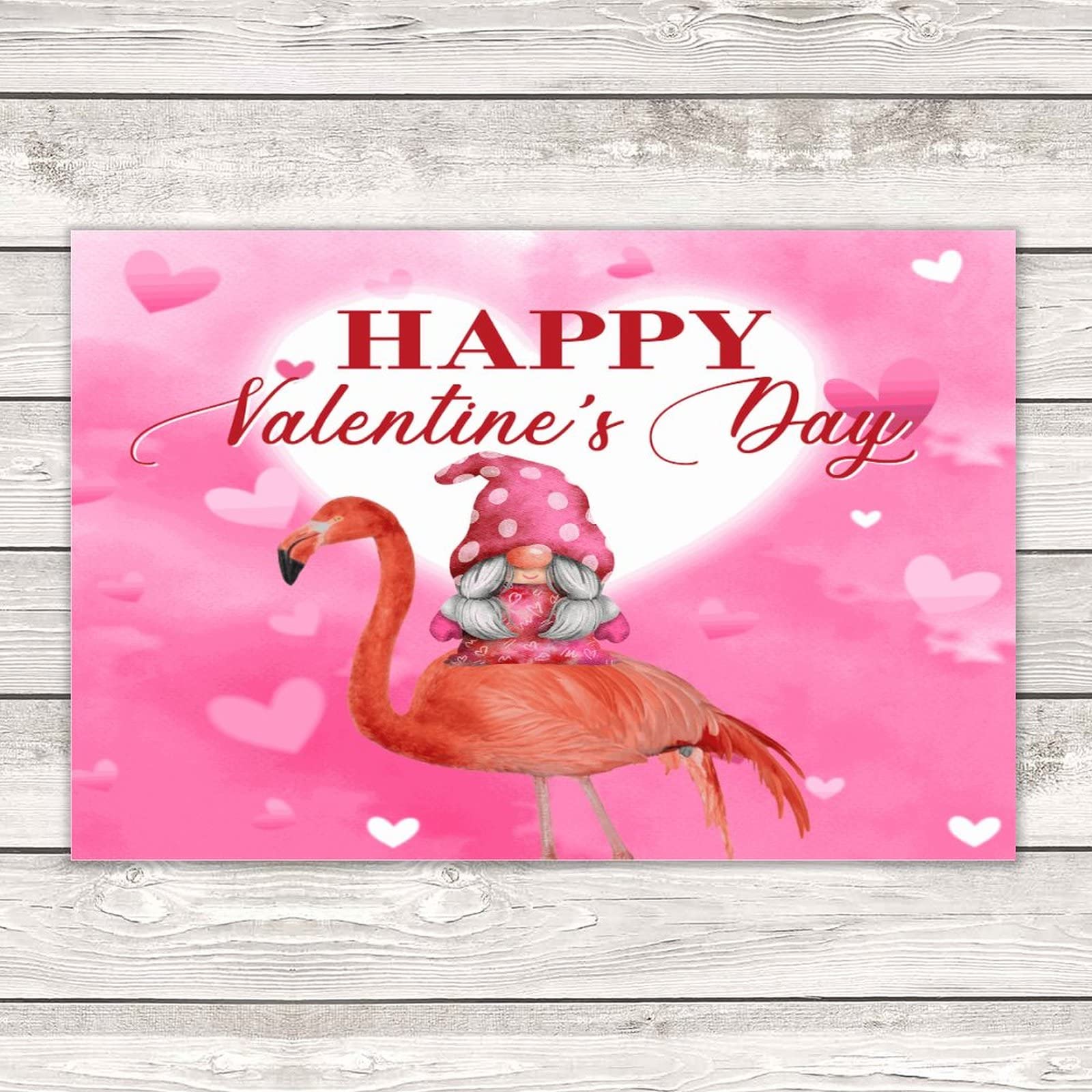 Targa decorativa in legno con gnomo di fenicottero, per San Valentino, per camera da letto, per soggiorno, sala da pranzo, 20 x 30 cm