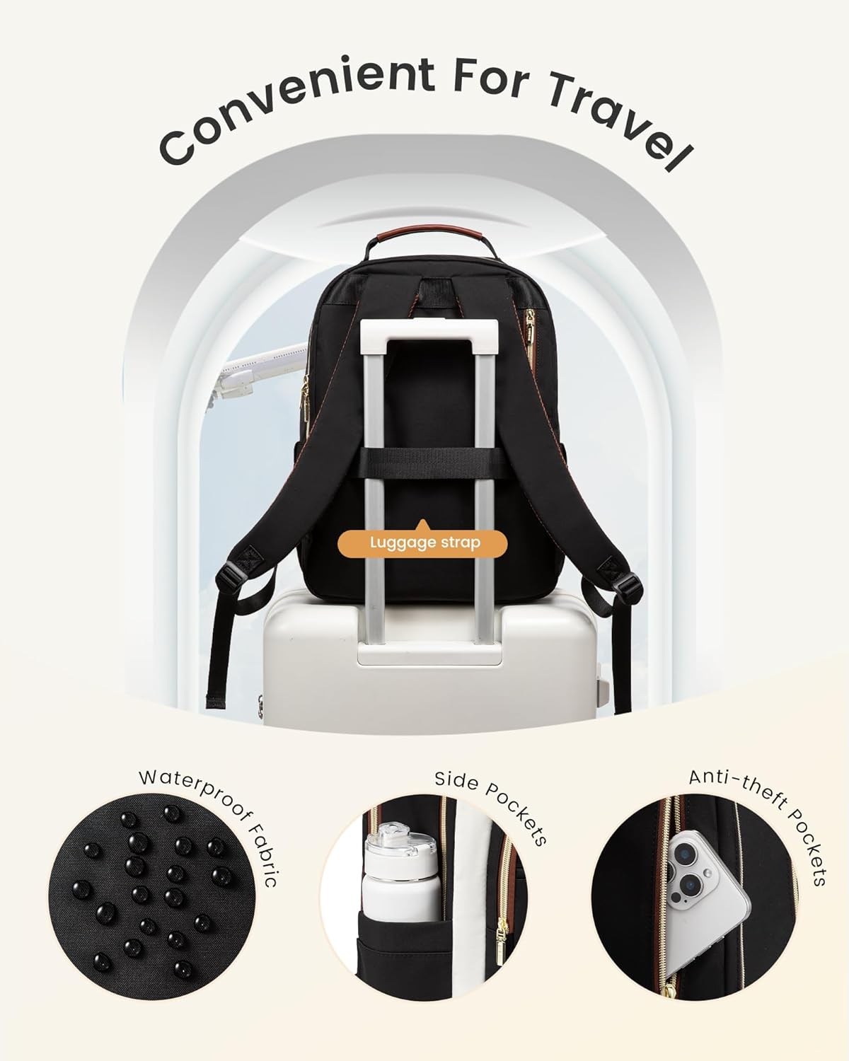 LOVEVOOK Laptop Backpack for Women, 15.6 Inch Work Business Backpack Purse for Teacher, Waterproof Nurse Bag College Bookbag for School, Casual Personal Item Travel Bag College Daypack - Image 5