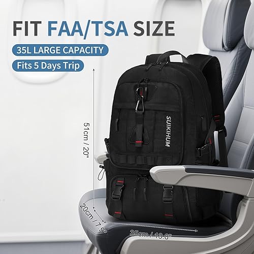 Miniatura 2 de Mochila de viaje, mochila grande para laptop de 35 L, mochila de mano aprobada por aerolíneas, resistente al agua, se adapta a portátiles de 17