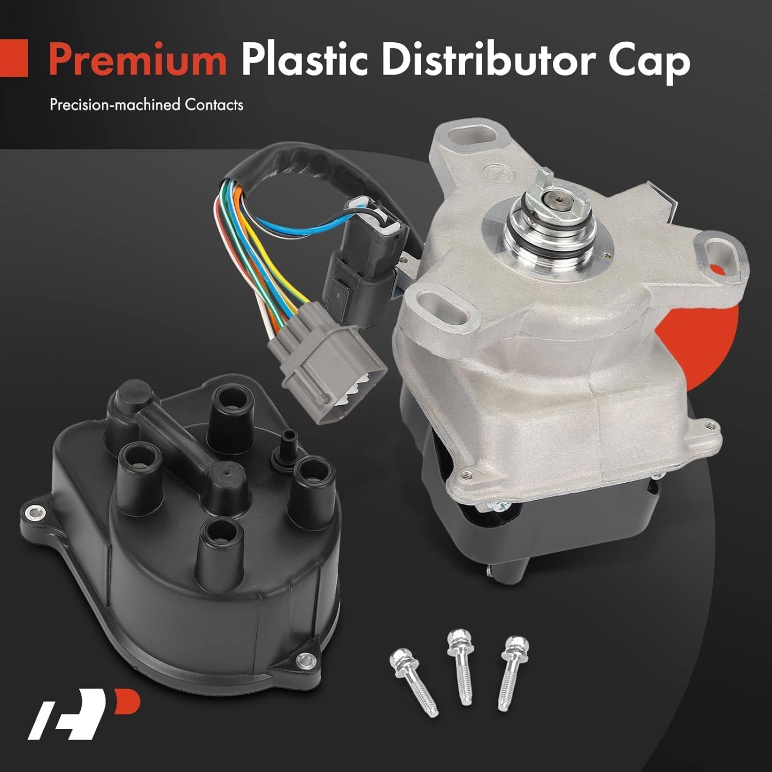 A-Premium Electronic Distributor with Cap and Rotor Compatible with Honda Civic (CX/DX/LX Model) 1992-1995, Civic del Sol (S Model) 1993-1995, 1.5L 4 Cyl