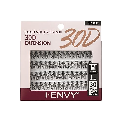 Miniatura 9 de i-ENVY - Pestañas individuales de extensión 30D, fáciles de aplicar, raíz plana cónica, pestañas de volumen preventiladas, rizo J con fibra suave,