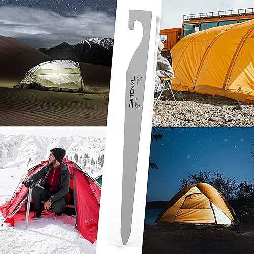 Miniatura 2 de Estacas de tienda de campaña, estacas de titanio para tienda de campaña, L 11.8 pulgadas11.8 in, resistentes al óxido, no es fácil de doblar,