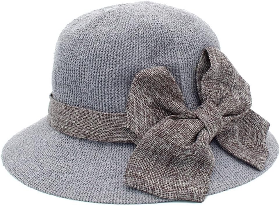 Bow Fisherman Hat Women's Spring Shade Breathable Basin Sun Block St(Black)