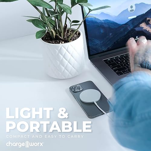 Miniatura 7 de Chargeworx Estación de carga inalámbrica magnética: cargador rápido de 15 W para iPhone 14/13/12 | incluye cable de alimentación de 3 pies y puerto