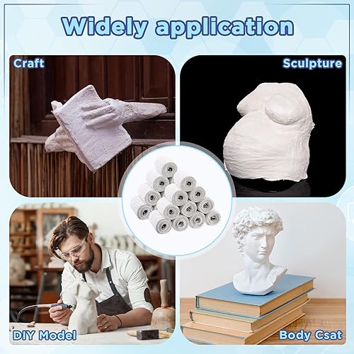 Miniatura 5 de 24 rollos de tela de yeso, rollos de vendajes de gasa blanca, rollos de tiras de yeso, rollo de yeso para vientre, proyectos de manualidades y