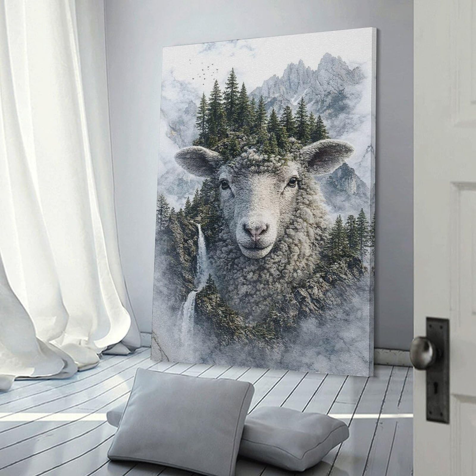 Junmoney Sheep The Forest’s Supreme Protector Room Decor Wall Art, 24x36inch(60x90cm), for Office, Study Or Home Workspace, Decorative Artwork for Productive Spaces