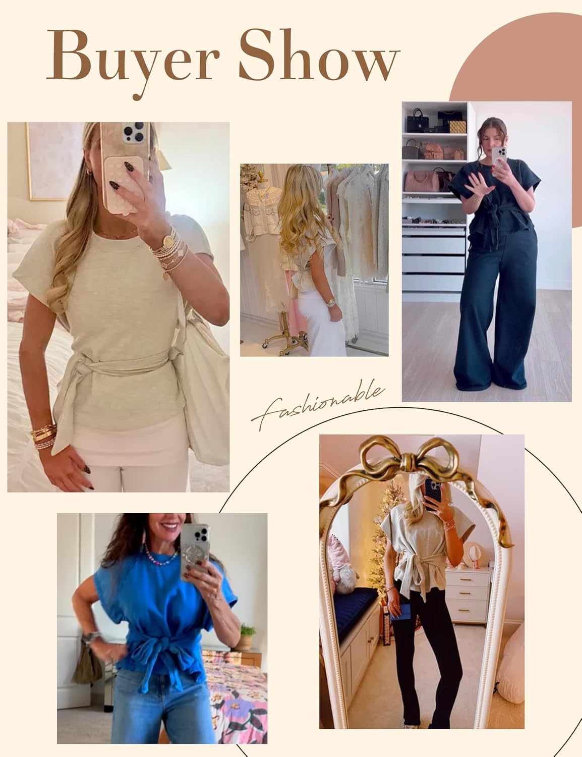 Womens Summer Short Sleeves Tee Shirts Workout Top Crewneck Tie Front Tops 2026 Sweatshirt Fashion Clothes - Image 2