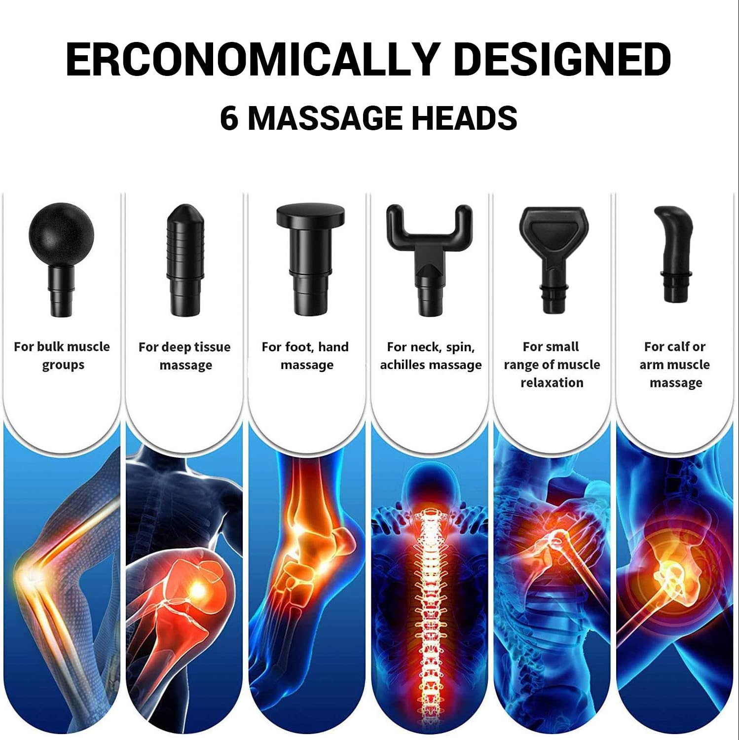 Massage Gun Deep Tissue Massager, Muscle Massage Gun Percussion Massage Gun, Handheld Electric Deep Tissue Percussion Massager with 30 Speed 6 Massage Heads for Gym Office Home, Space Black: Health & Personal Care