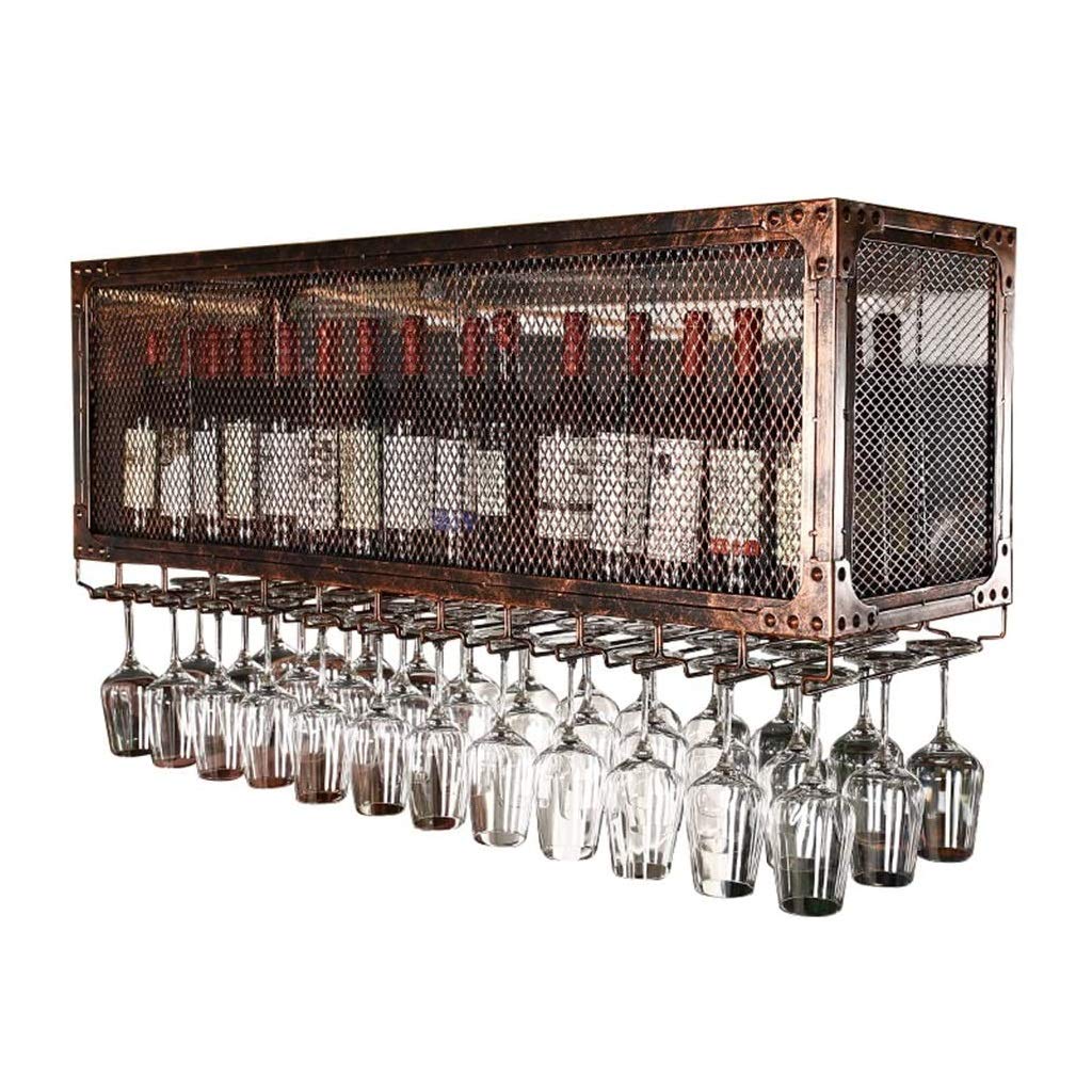 Casier à vin mural vintage en métal avec porte-verres élégant pour bar
