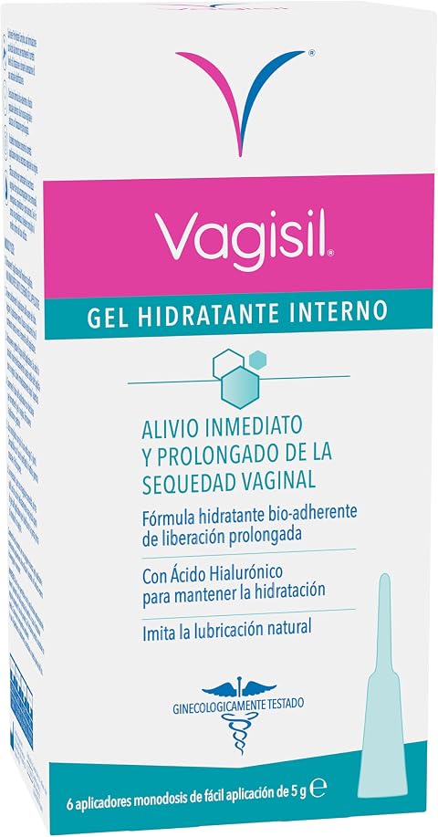 Vagisil Gel Hidratante Vaginal Interno, Ácido Hialurónico, 6 Monodosis | Hidratación inmediata y prolongada que imita la lubricación natural, con ácido hialurónico, aplicadores monodosis
