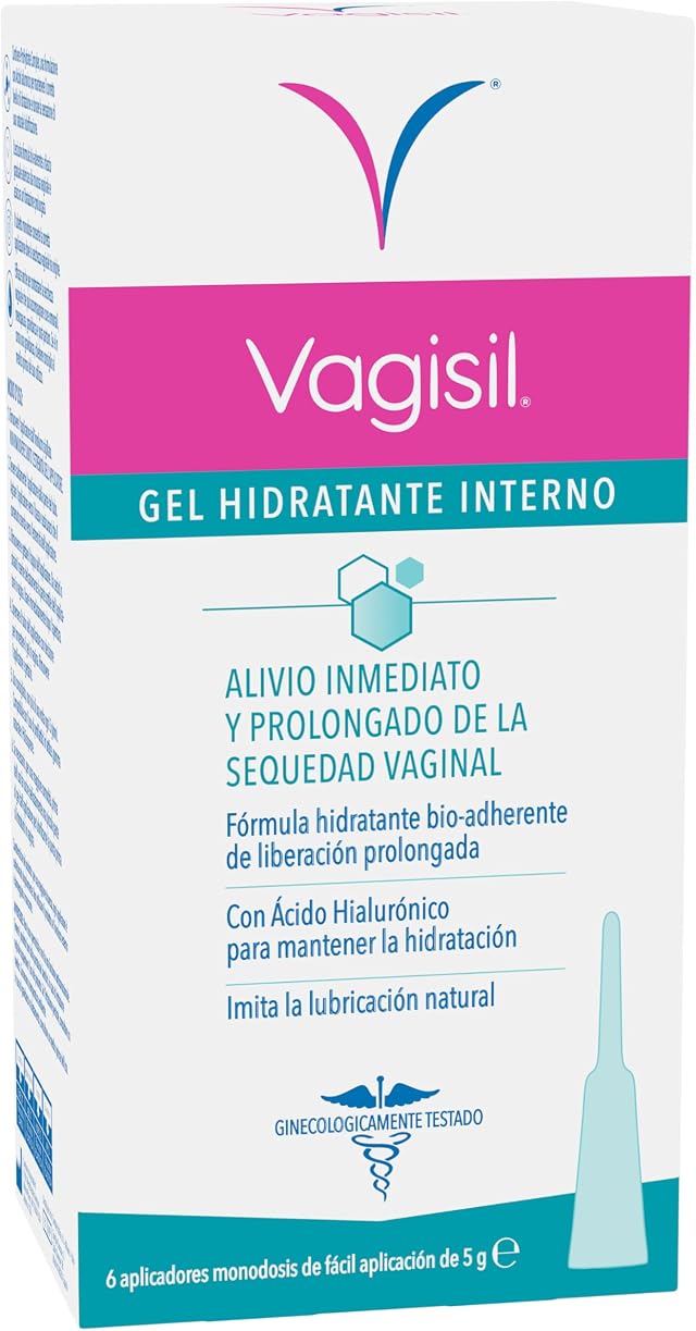Vagisil Gel Hidratante Vaginal Interno, Ácido Hialurónico, 6 Monodosis | Hidratación inmediata y prolongada que imita la lubricación natural, con ácido hialurónico, aplicadores monodosis